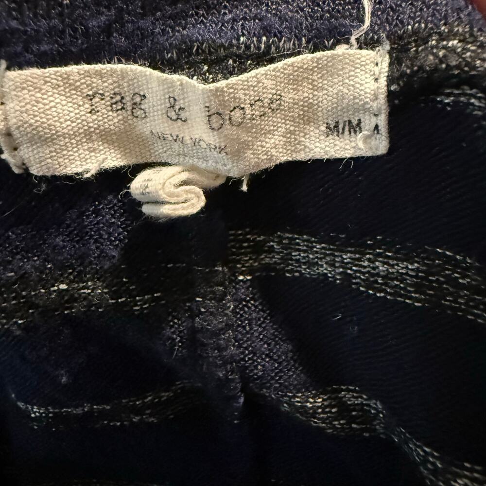 Rag & Bone The Knit Stripe V-Neck Tee, Navy Black, Women's Size Medium - Picture 9 of 9